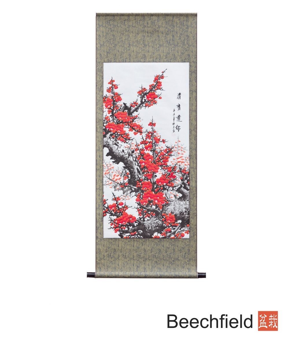 Plum Blossom Hand Painted Scroll Beechfield Bonsai