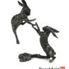 2012 Boxing Hares Bronze Figurine Figure Miniature Butler Peach Beechfield Bonsai