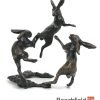 2079 Three Hares Dancing Bronze Figurine Figure Miniature Butler Peach Beechfield Bonsai