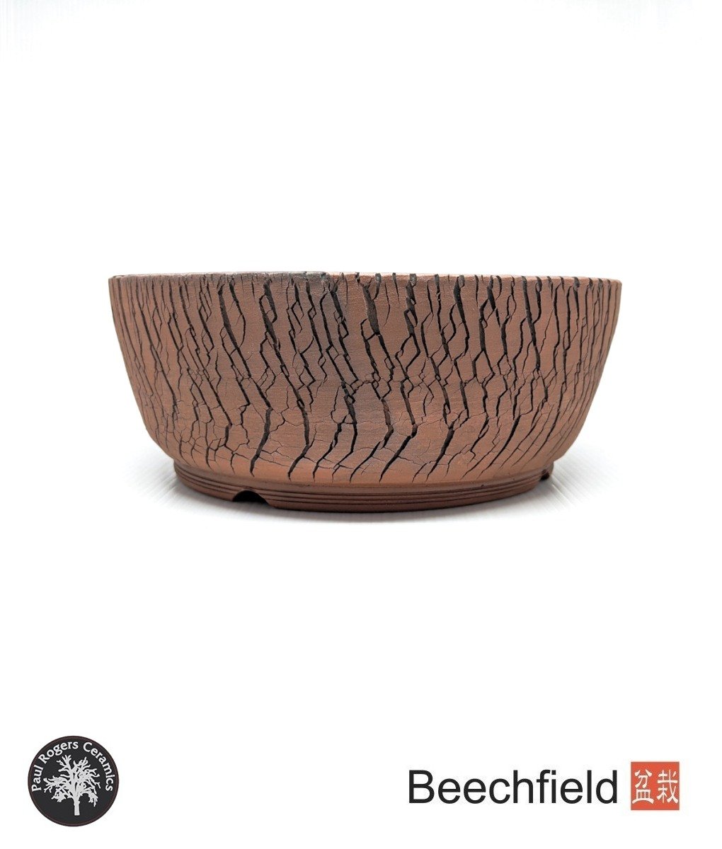 BB-PROGERS-U007 Paul Rogers Unglazed Round Crackle Pot Beechfield Bonsai